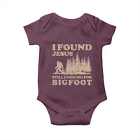 Retro I Found Jesus Still Looking Bigfoot Baby Onesie Vintage Sasquatch Believer Funny Christian Humor