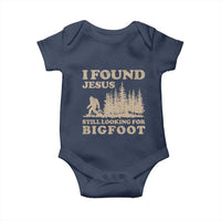 Retro I Found Jesus Still Looking Bigfoot Baby Onesie Vintage Sasquatch Believer Funny Christian Humor