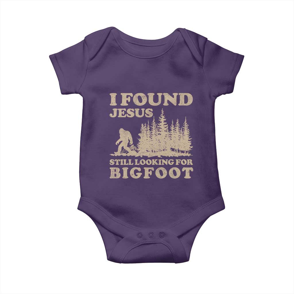 Retro I Found Jesus Still Looking Bigfoot Baby Onesie Vintage Sasquatch Believer Funny Christian Humor