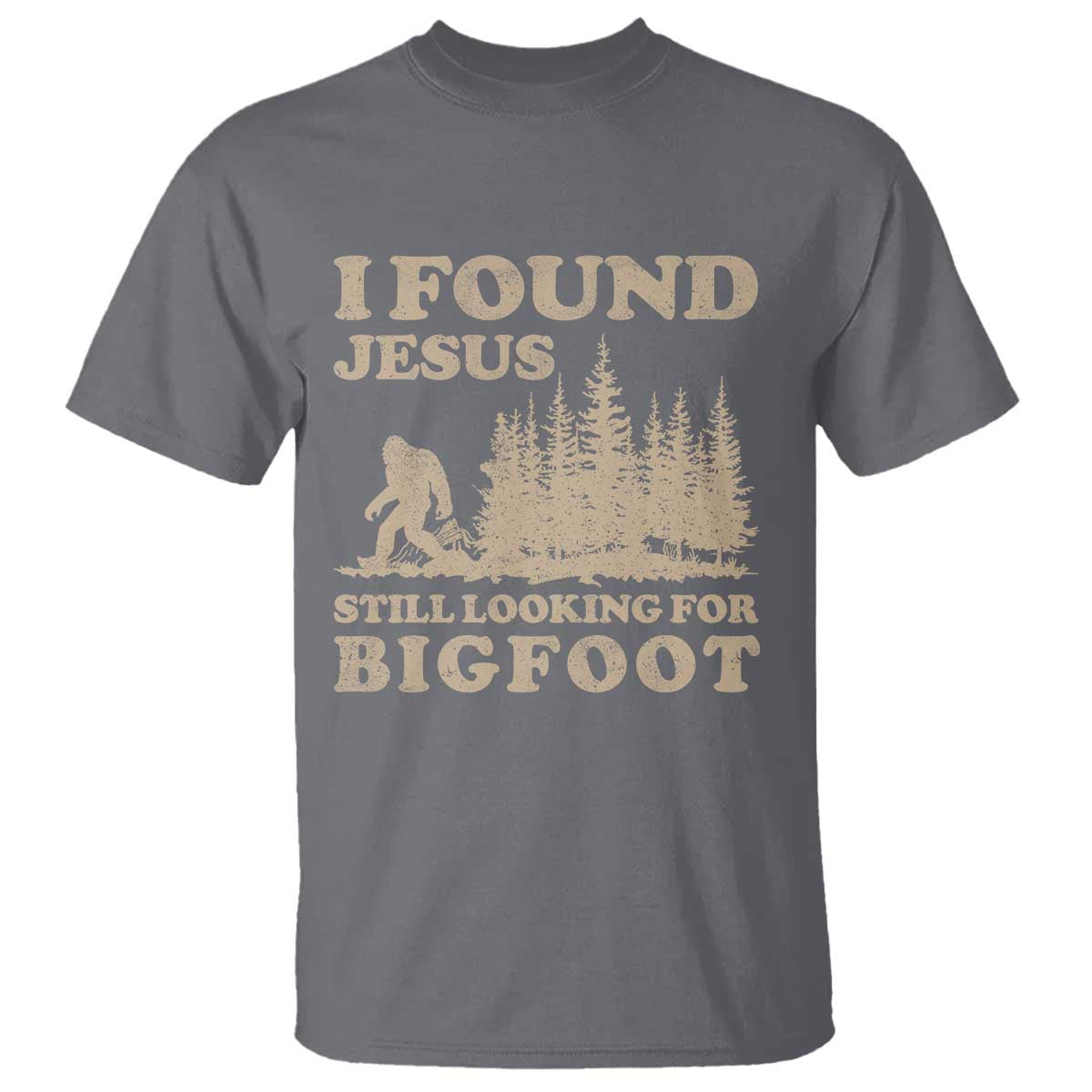 Retro I Found Jesus Still Looking Bigfoot T Shirt Vintage Sasquatch Believer Funny Christian Humor