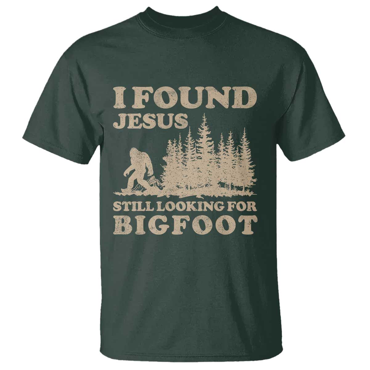 Retro I Found Jesus Still Looking Bigfoot T Shirt Vintage Sasquatch Believer Funny Christian Humor