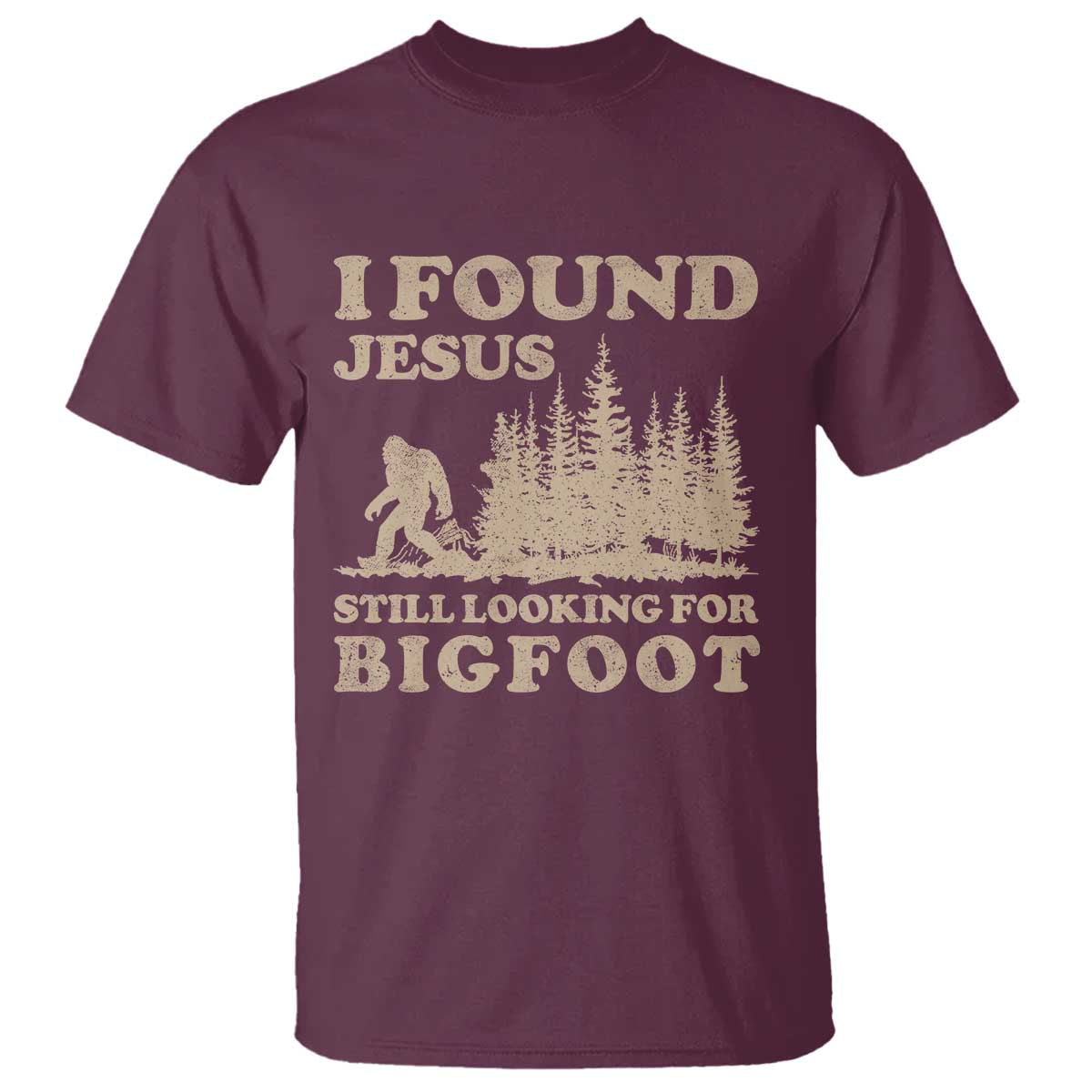 Retro I Found Jesus Still Looking Bigfoot T Shirt Vintage Sasquatch Believer Funny Christian Humor