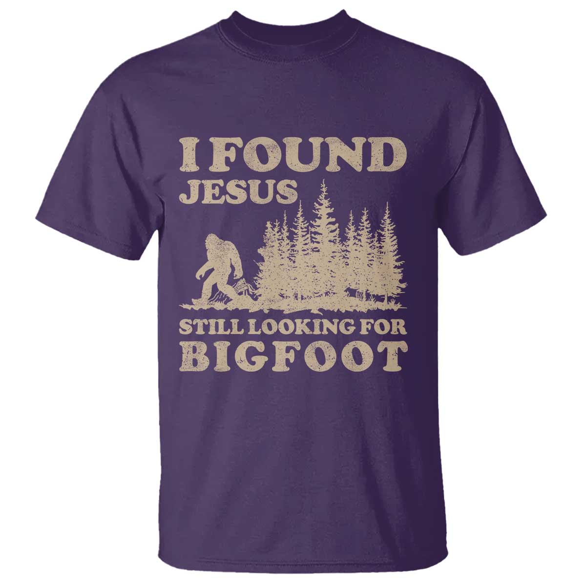 Retro I Found Jesus Still Looking Bigfoot T Shirt Vintage Sasquatch Believer Funny Christian Humor