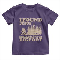 Retro I Found Jesus Still Looking Bigfoot Toddler T Shirt Vintage Sasquatch Believer Funny Christian Humor