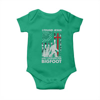 Retro I Found Jesus Still Looking For Bigfoot Baby Onesie Camouflage US American Flag Camo