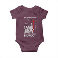 Retro I Found Jesus Still Looking For Bigfoot Baby Onesie Camouflage US American Flag Camo