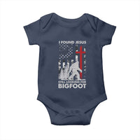 Retro I Found Jesus Still Looking For Bigfoot Baby Onesie Camouflage US American Flag Camo