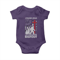 Retro I Found Jesus Still Looking For Bigfoot Baby Onesie Camouflage US American Flag Camo