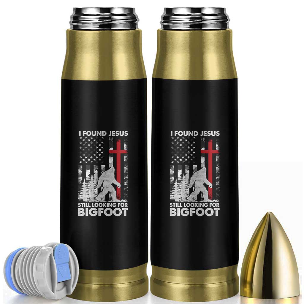 Retro I Found Jesus Still Looking For Bigfoot Bullet Tumbler Camouflage US American Flag Camo