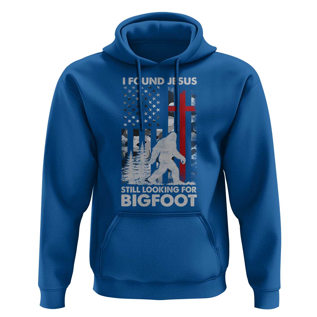 Retro I Found Jesus Still Looking For Bigfoot Hoodie Camouflage US American Flag Camo
