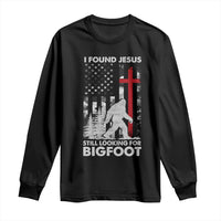Retro I Found Jesus Still Looking For Bigfoot Long Sleeve Shirt Camouflage US American Flag Camo