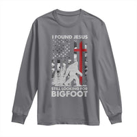 Retro I Found Jesus Still Looking For Bigfoot Long Sleeve Shirt Camouflage US American Flag Camo