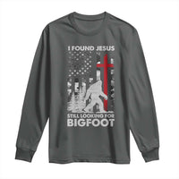 Retro I Found Jesus Still Looking For Bigfoot Long Sleeve Shirt Camouflage US American Flag Camo