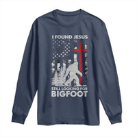 Retro I Found Jesus Still Looking For Bigfoot Long Sleeve Shirt Camouflage US American Flag Camo