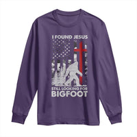 Retro I Found Jesus Still Looking For Bigfoot Long Sleeve Shirt Camouflage US American Flag Camo