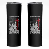 Retro I Found Jesus Still Looking For Bigfoot Skinny Tumbler Camouflage US American Flag Camo