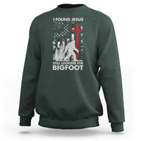 Retro I Found Jesus Still Looking For Bigfoot Sweatshirt Camouflage US American Flag Camo