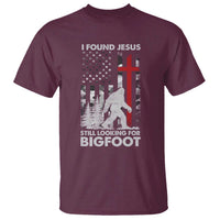 Retro I Found Jesus Still Looking For Bigfoot T Shirt Camouflage US American Flag Camo