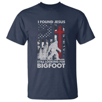 Retro I Found Jesus Still Looking For Bigfoot T Shirt Camouflage US American Flag Camo