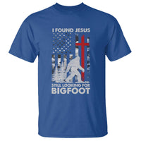 Retro I Found Jesus Still Looking For Bigfoot T Shirt Camouflage US American Flag Camo
