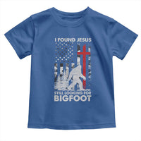 Retro I Found Jesus Still Looking For Bigfoot Toddler T Shirt Camouflage US American Flag Camo