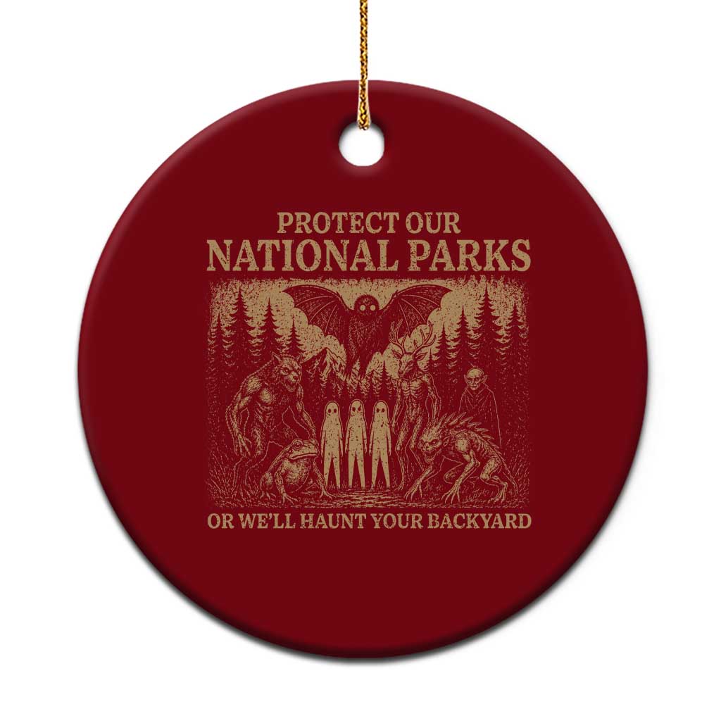 Funny Mothman Protect Our National Parks Ceramic Ornament Ghost Wendigo Skull Cryptid Weirdcore Folk Horror