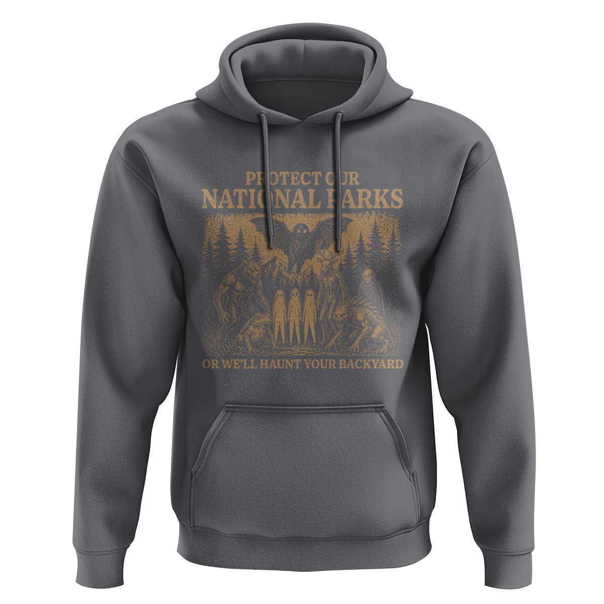 Funny Mothman Protect Our National Parks Hoodie Ghost Wendigo Skull Cryptid Weirdcore Folk Horror