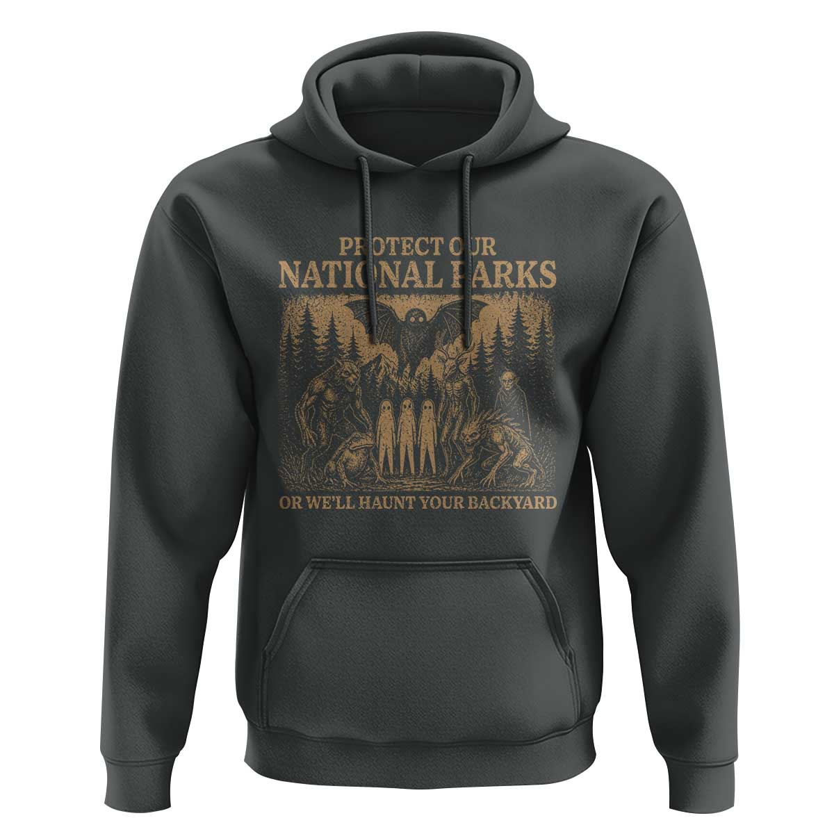 Funny Mothman Protect Our National Parks Hoodie Ghost Wendigo Skull Cryptid Weirdcore Folk Horror