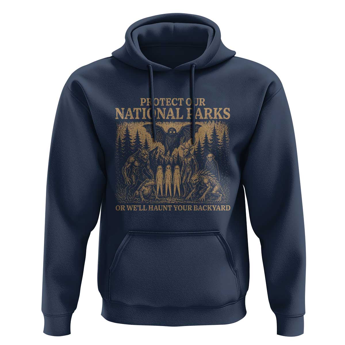 Funny Mothman Protect Our National Parks Hoodie Ghost Wendigo Skull Cryptid Weirdcore Folk Horror