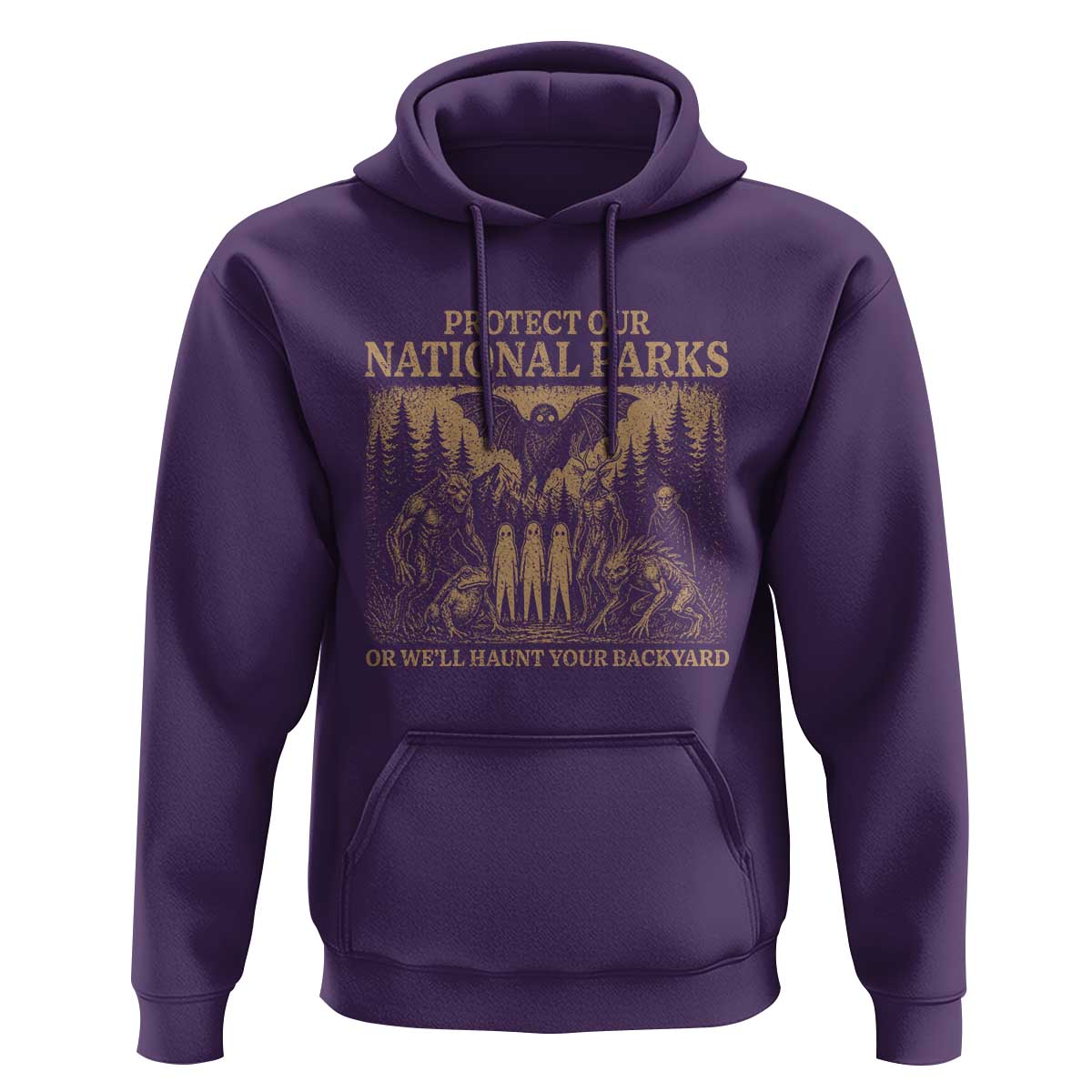 Funny Mothman Protect Our National Parks Hoodie Ghost Wendigo Skull Cryptid Weirdcore Folk Horror