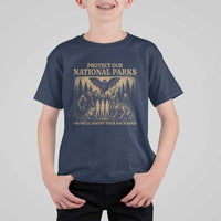 Funny Mothman Protect Our National Parks T Shirt For Kid Ghost Wendigo Skull Cryptid Weirdcore Folk Horror