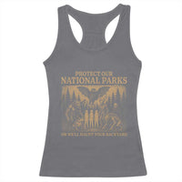 Funny Mothman Protect Our National Parks Racerback Tank Top Ghost Wendigo Skull Cryptid Weirdcore Folk Horror