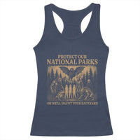Funny Mothman Protect Our National Parks Racerback Tank Top Ghost Wendigo Skull Cryptid Weirdcore Folk Horror