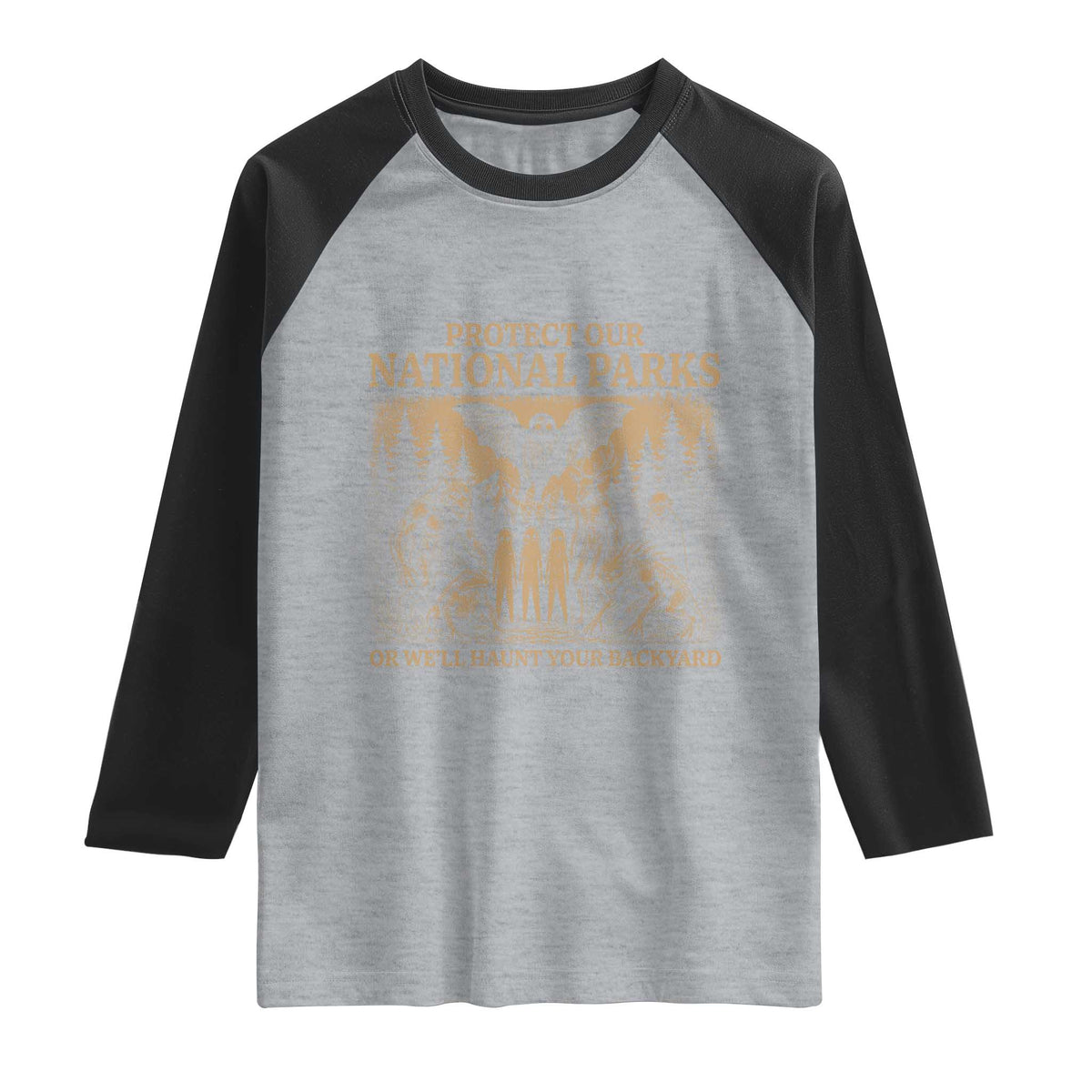 Funny Mothman Protect Our National Parks Raglan Shirt Ghost Wendigo Skull Cryptid Weirdcore Folk Horror