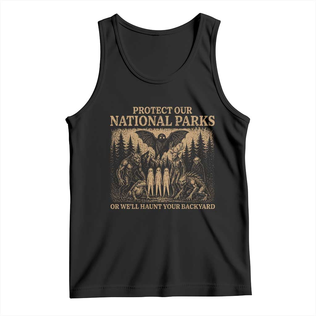Funny Mothman Protect Our National Parks Tank Top Ghost Wendigo Skull Cryptid Weirdcore Folk Horror