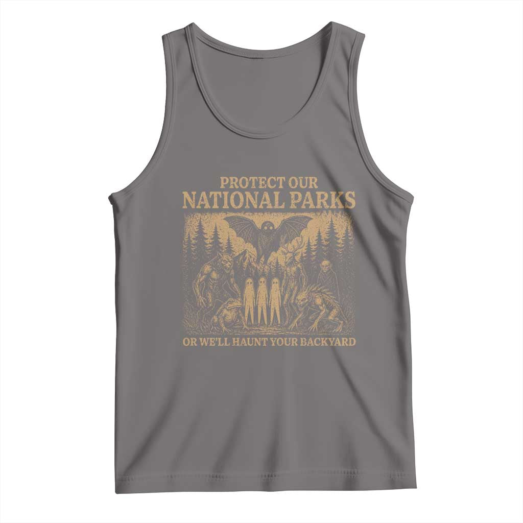 Funny Mothman Protect Our National Parks Tank Top Ghost Wendigo Skull Cryptid Weirdcore Folk Horror