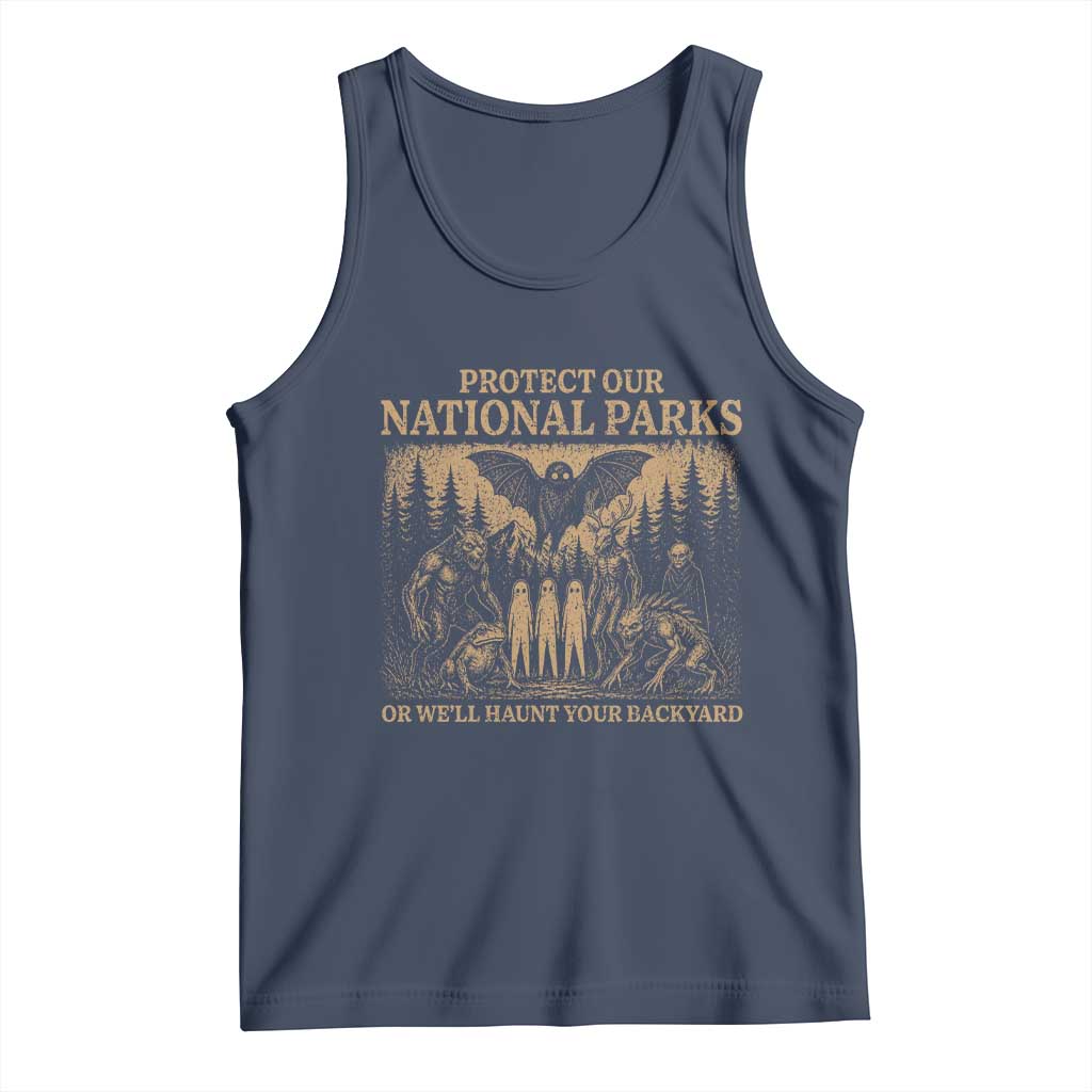 Funny Mothman Protect Our National Parks Tank Top Ghost Wendigo Skull Cryptid Weirdcore Folk Horror
