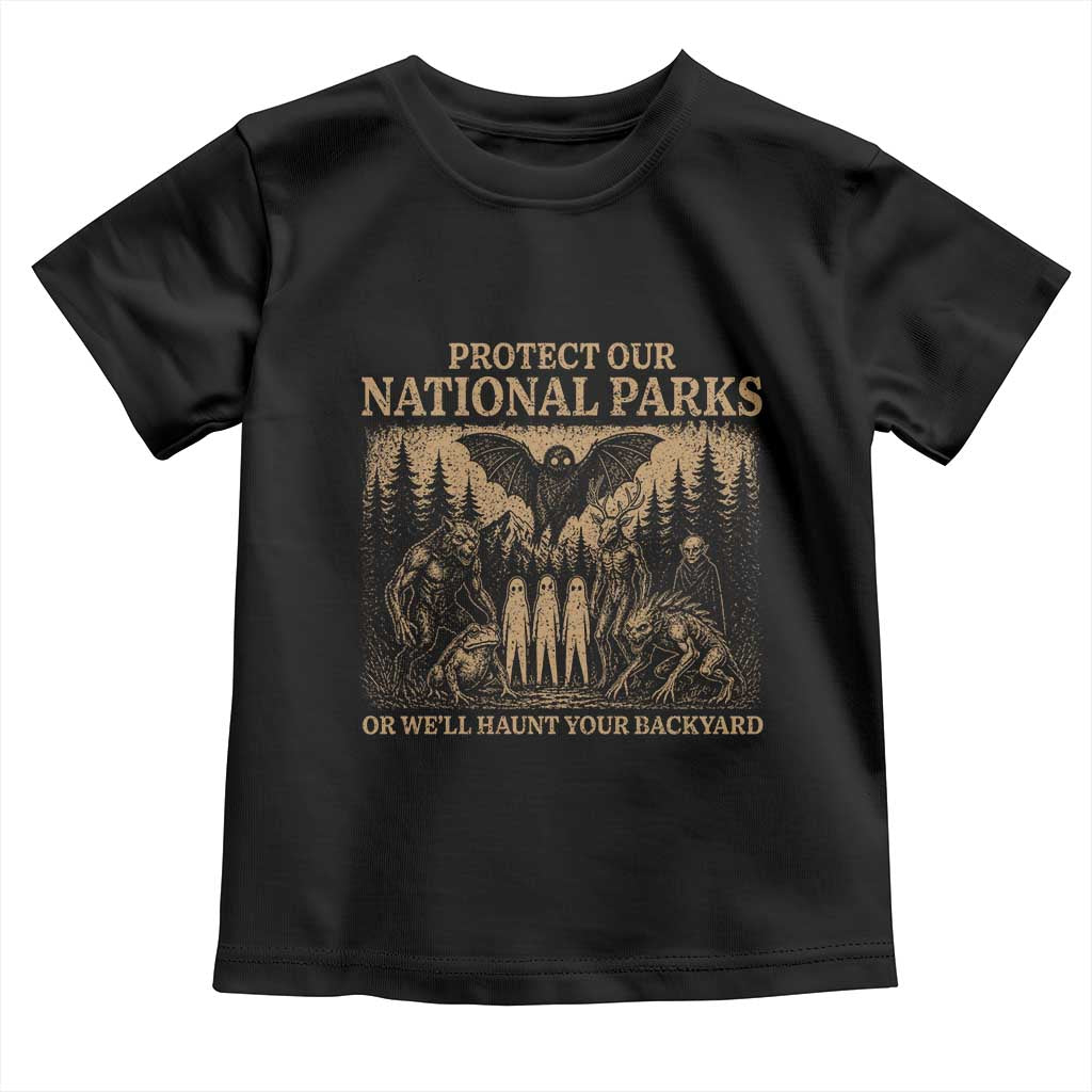 Funny Mothman Protect Our National Parks Toddler T Shirt Ghost Wendigo Skull Cryptid Weirdcore Folk Horror