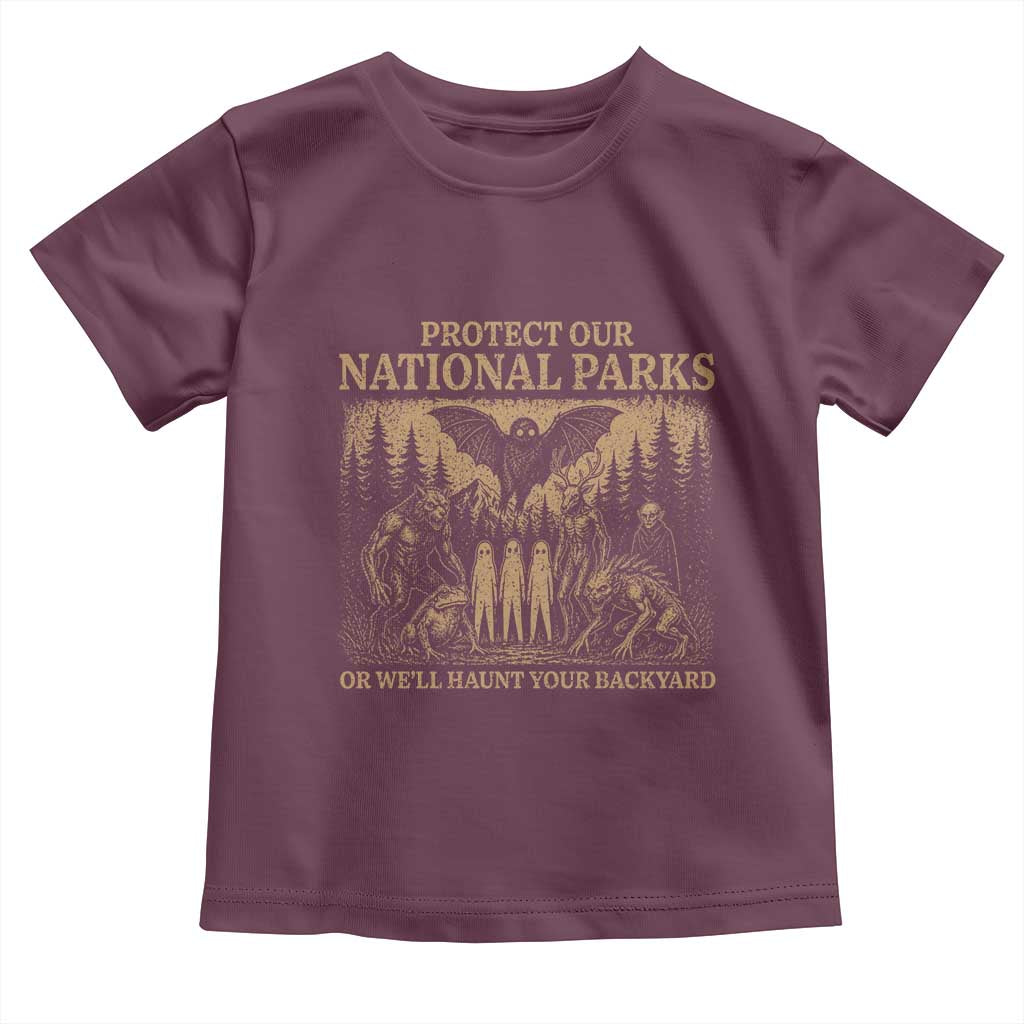Funny Mothman Protect Our National Parks Toddler T Shirt Ghost Wendigo Skull Cryptid Weirdcore Folk Horror