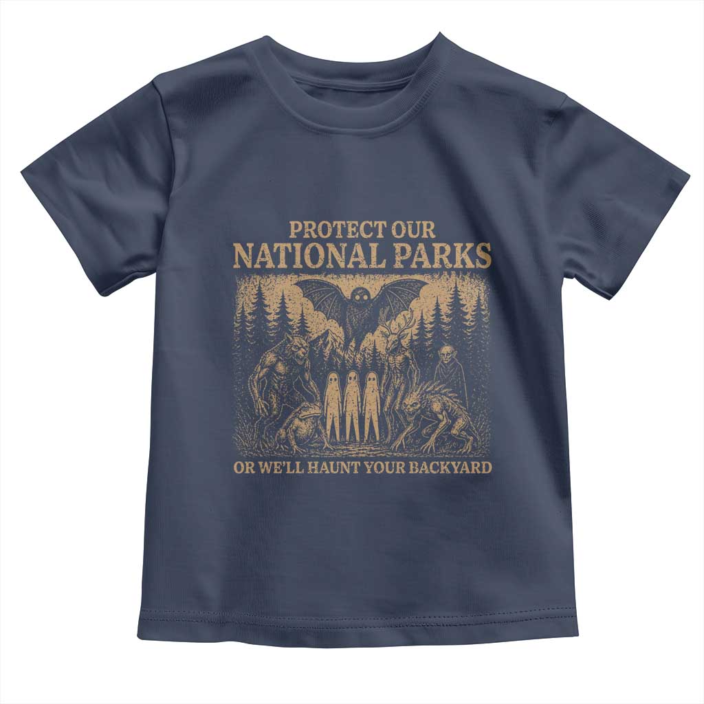 Funny Mothman Protect Our National Parks Toddler T Shirt Ghost Wendigo Skull Cryptid Weirdcore Folk Horror