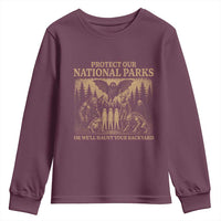 Funny Mothman Protect Our National Parks Youth Sweatshirt Ghost Wendigo Skull Cryptid Weirdcore Folk Horror