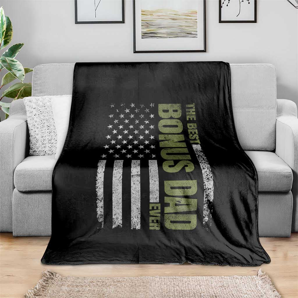 Bonus Dad Throw Blanket American Flag Best Bonus Dad Ever Fathers Day