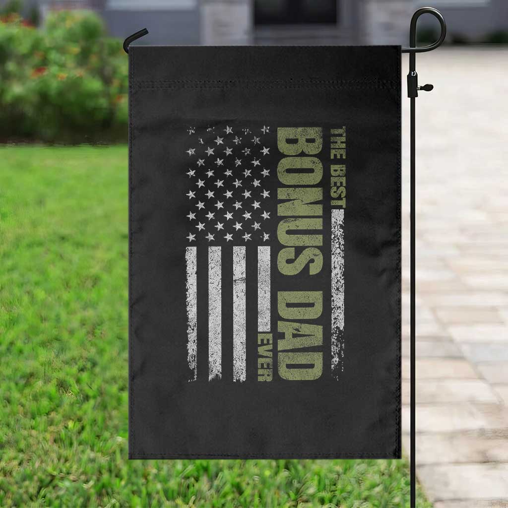 Bonus Dad Garden Flag American Flag Best Bonus Dad Ever Fathers Day