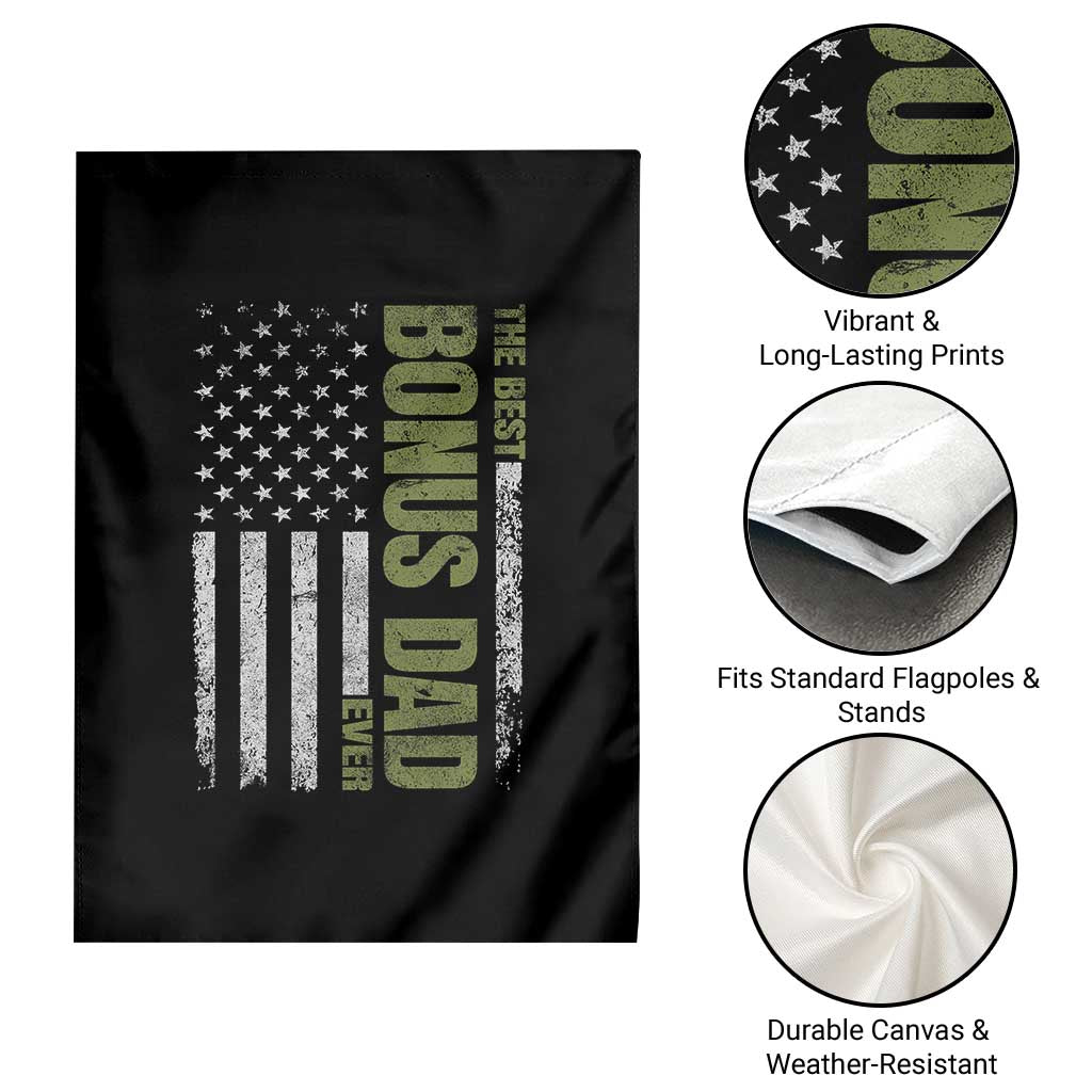 Bonus Dad Garden Flag American Flag Best Bonus Dad Ever Fathers Day