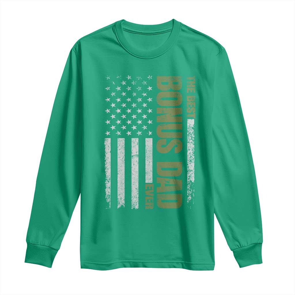 Bonus Dad Long Sleeve Shirt American Flag Best Bonus Dad Ever Fathers Day