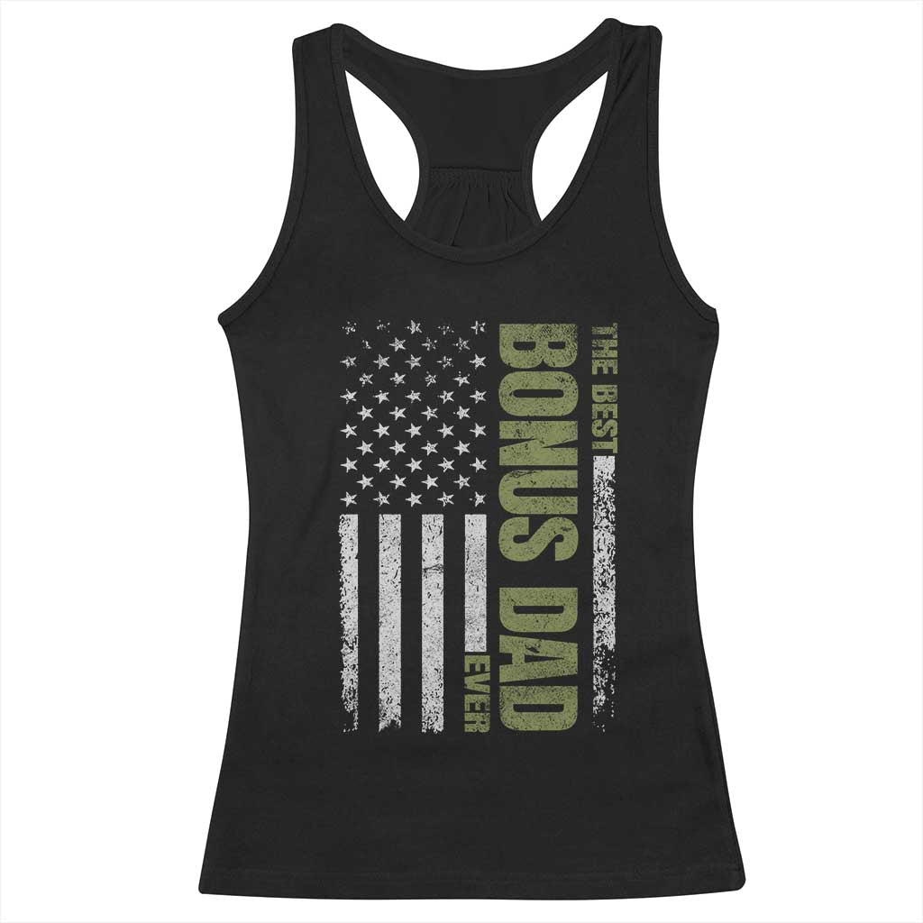 Bonus Dad Racerback Tank Top American Flag Best Bonus Dad Ever Fathers Day