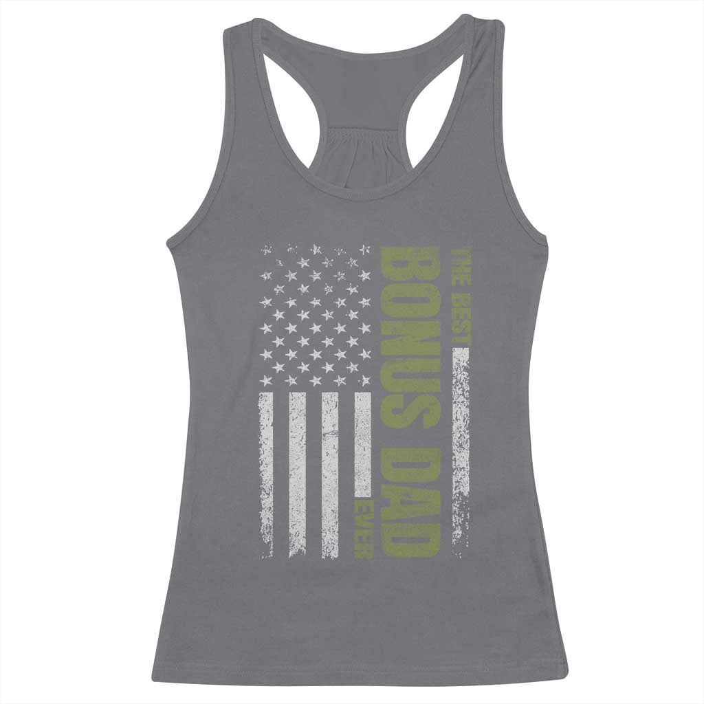 Bonus Dad Racerback Tank Top American Flag Best Bonus Dad Ever Fathers Day
