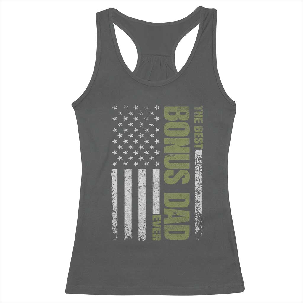 Bonus Dad Racerback Tank Top American Flag Best Bonus Dad Ever Fathers Day