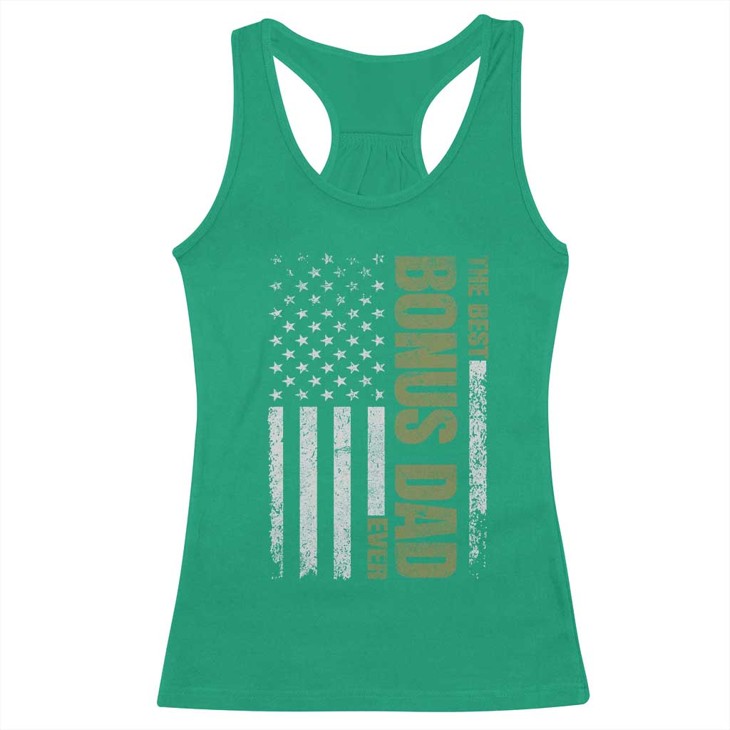 Bonus Dad Racerback Tank Top American Flag Best Bonus Dad Ever Fathers Day