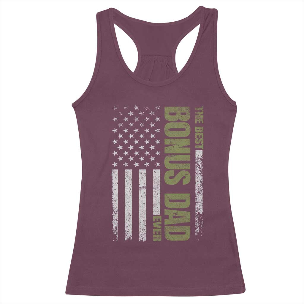 Bonus Dad Racerback Tank Top American Flag Best Bonus Dad Ever Fathers Day